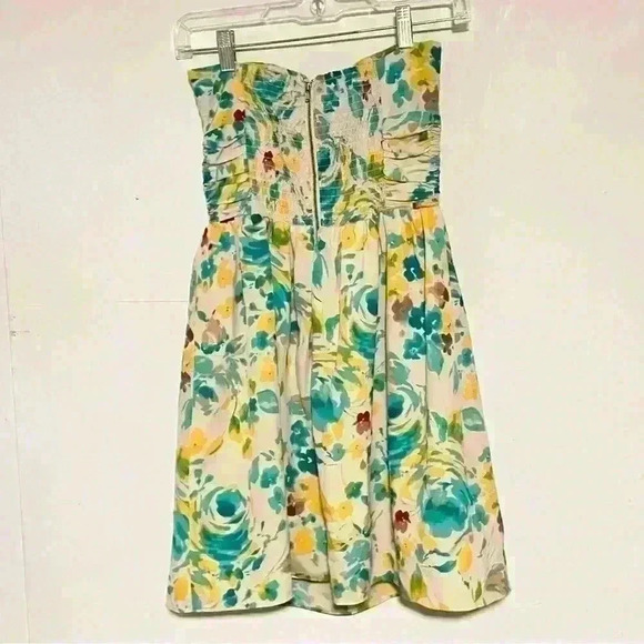 Gianni Bini Strapless Dress Floral Mini Sundress Strapless Summer Womens Size 0 - Picture 2 of 10